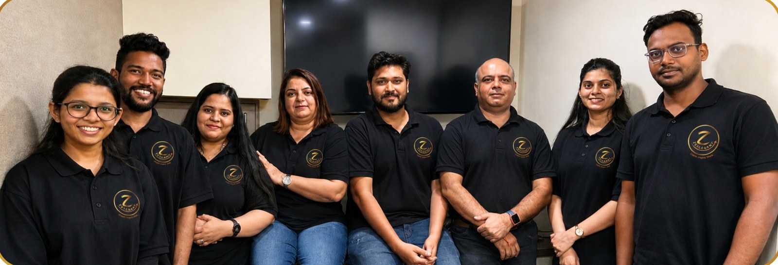 The Zeliant team in black Zeliant polo shirts