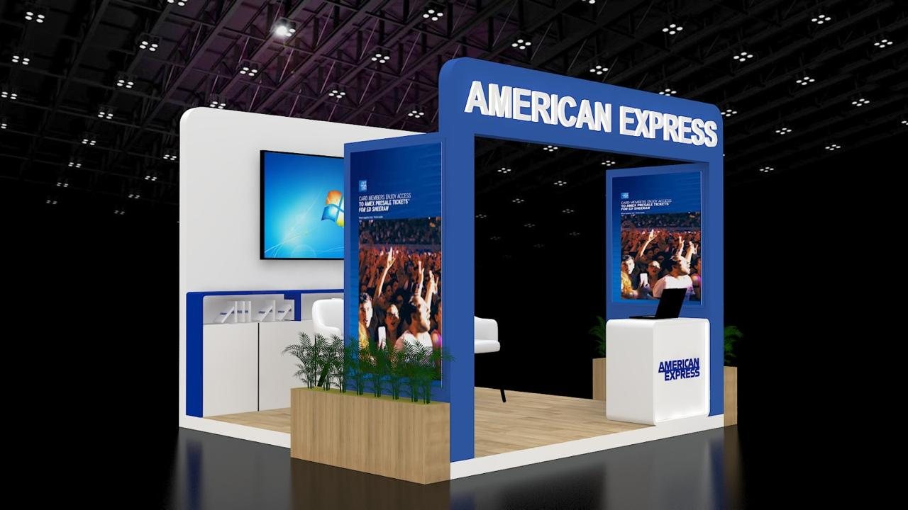 3D design render of a branded exhibition stall